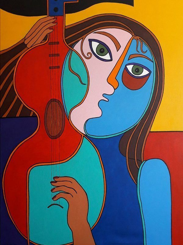 LA GUITARRISTA - Acrílico sobre lienzo - 90 x 65 cm