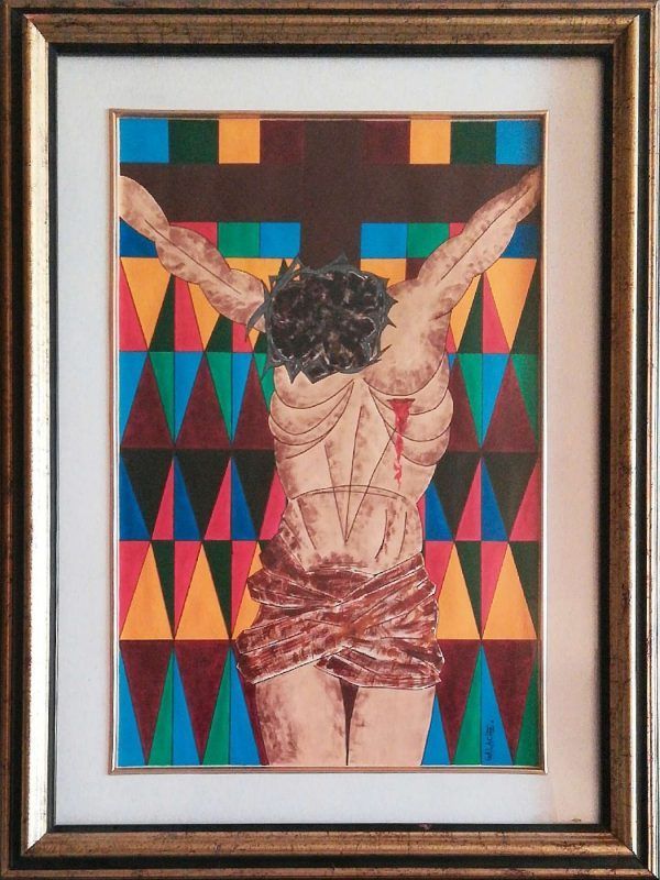 CRUCIFIXIÓN - Acrílico y tinta sobre papel - 48 x 32 cm