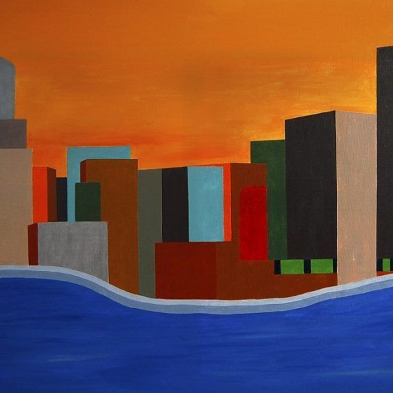 PAISAJE URBANO - Acrílico sobre lienzo
