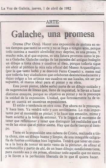 Artículo del crítico de Arte Oira sobre Galache