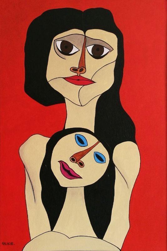 MADRE E HIJA - Acrílico sobre lienzo - 90 x 60 cm