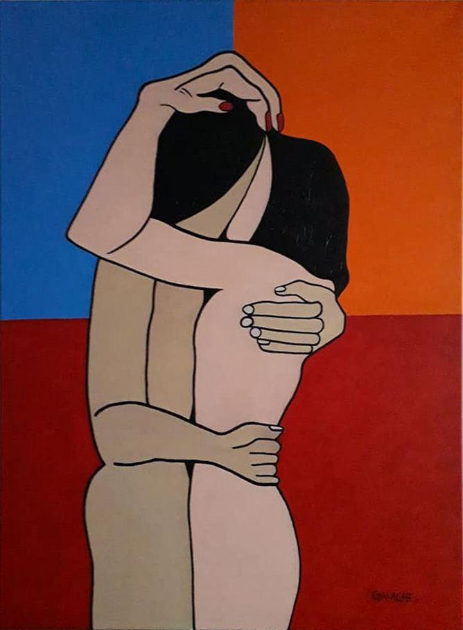 EL BESO - Acrílico sobre lienzo - 80 x 60 cm