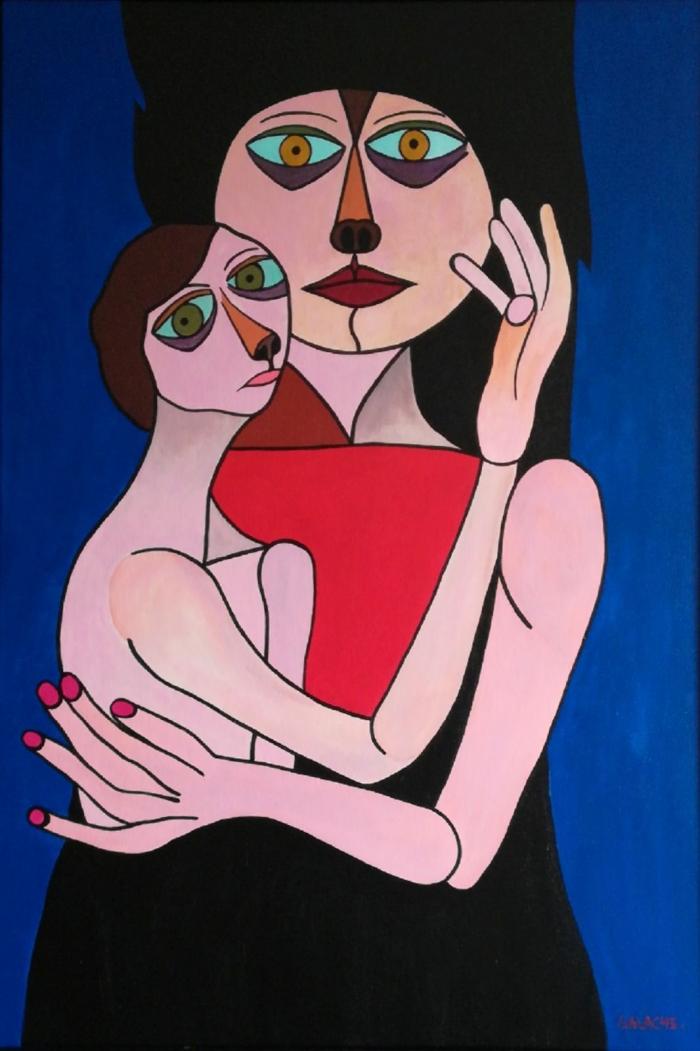 MADRE E HIJO - Acrílico sobre lienzo - 90 x 60 cm