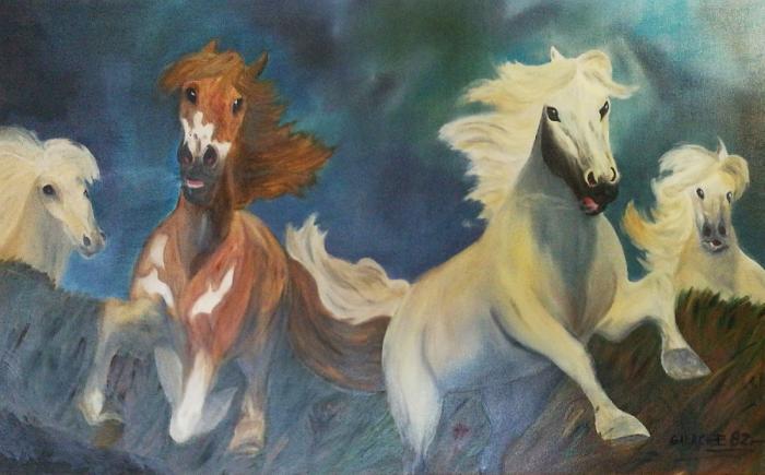 CABALLOS - Óleo sobre lienzo - 130 x 87 cm
