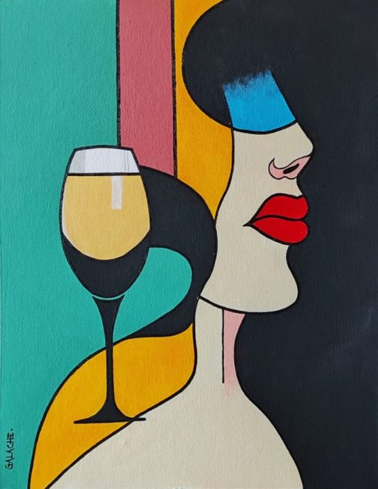 ENTRE VINO Y SOMBRAS - Acrílico sobre cartón entelado - 40 x 50 cm
