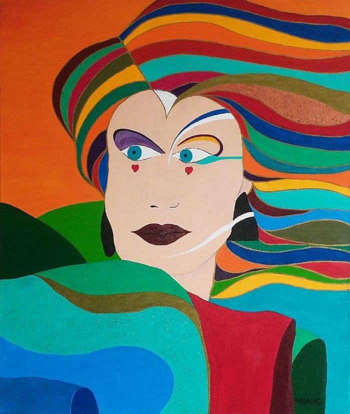LA DAMA DE CORAZONES - Acrílico sobre lienzo - 70 x 60 cm