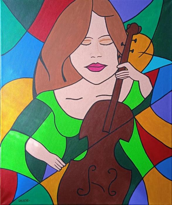 LA VIOLONCHELISTA - Acrílico sobre lienzo - 50 x 60 cm