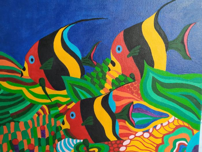 PECES - Acrílico sobre lienzo - 30 x 24 cm (Colección privada)
