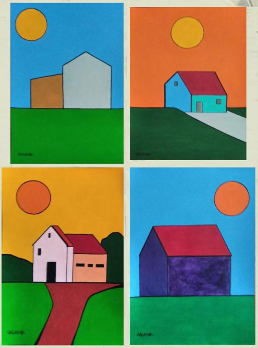 CASITAS - Acrílicos sobre papel - 24 x 32 cm (cada uno)