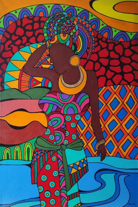 LA REINA DE ÉBANO - Acrílico sobre lienzo - 60 x 90 cm