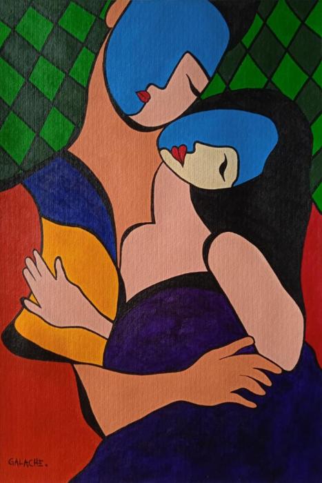 LOS AMANTES - Acrílico sobre tela
