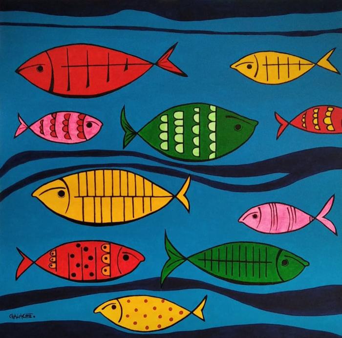 PEIXES - Acrílico sobre lienzo - 50 x 50 cm